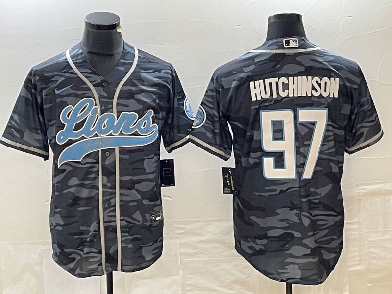 Men Detroit Lions #97 Hutchinson Camo Nike 2023 Co Branding Game NFL Jersey style 1